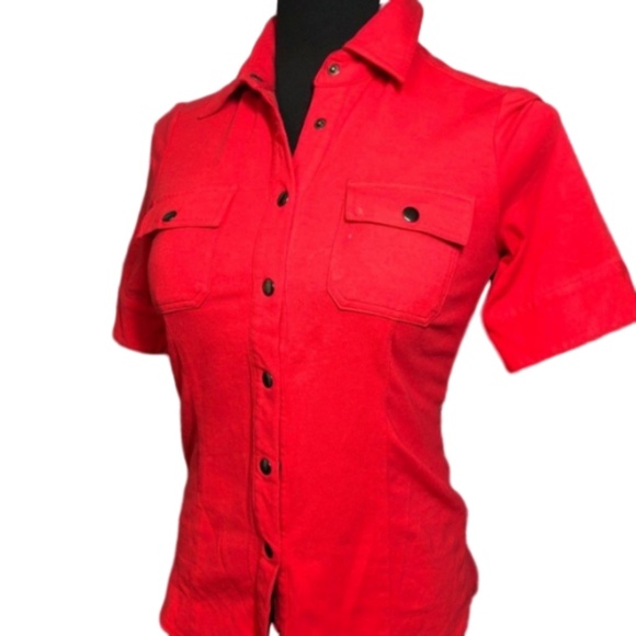 Worth Tops - 💥5/$25💥 WORTH Snap Front Jersy Knit Red Top XS